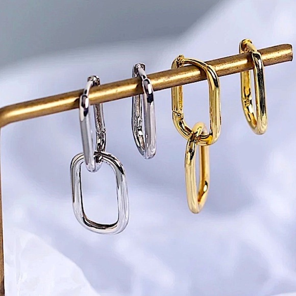 STERLING SILVER INTERLOCKING O SHAPED EARRINGS - Picture 4 of 10